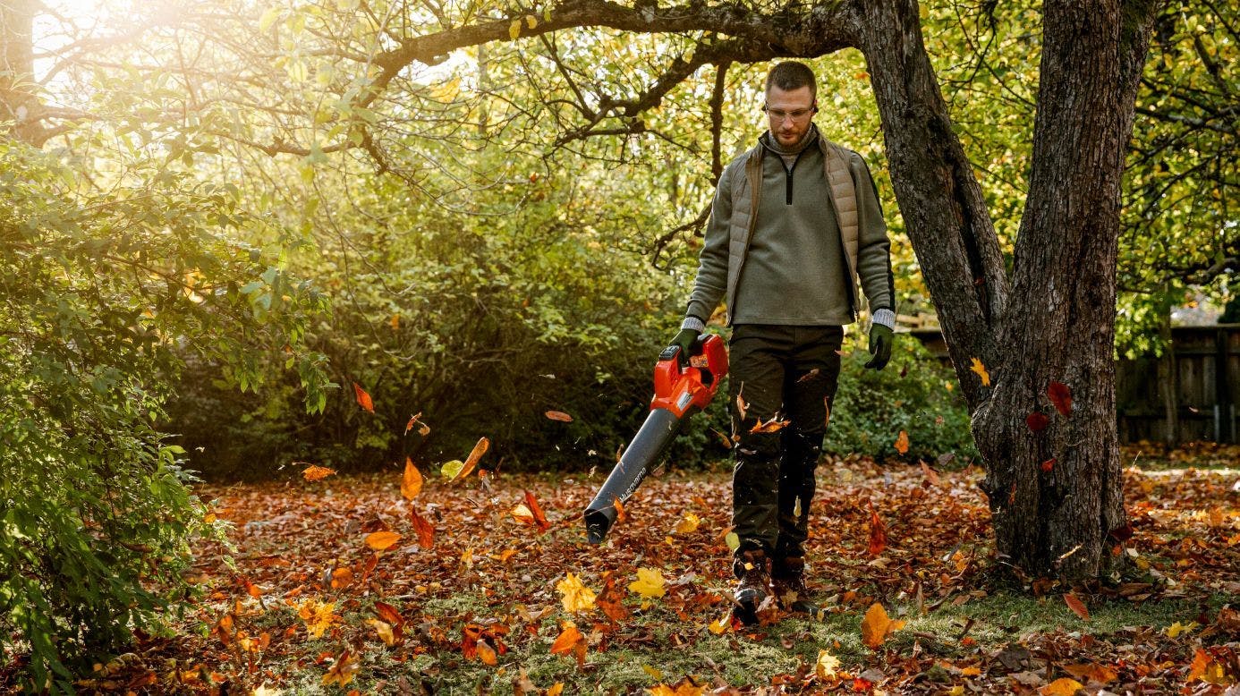 Man with leaf blower